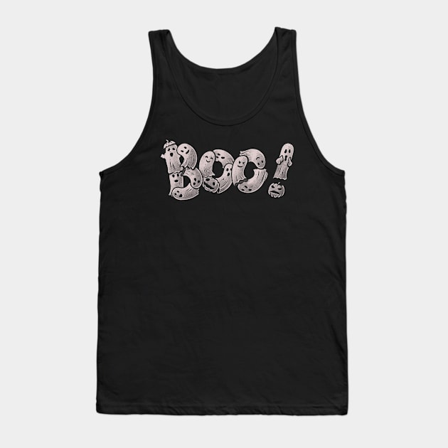 Boo - Funny Cute Ghost Typography Halloween Gift Tank Top by eduely